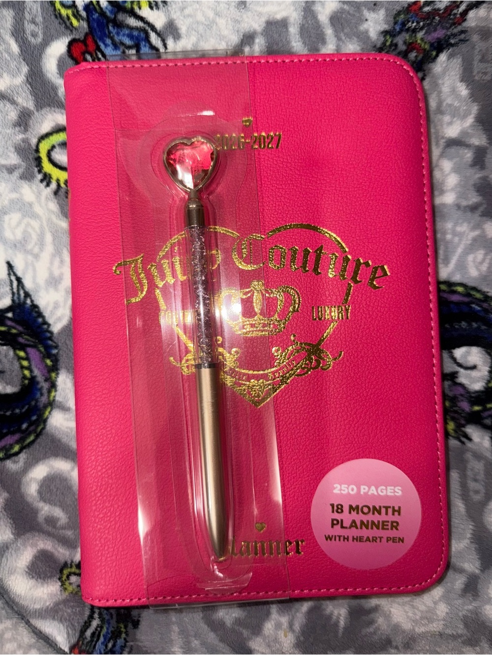 Juicy Couture Hot Pink Planner with Gold Heart Pen